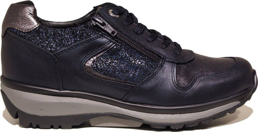 Xsensible Dames Veterschoenen Jersey Blue Metal Donkerblauw
