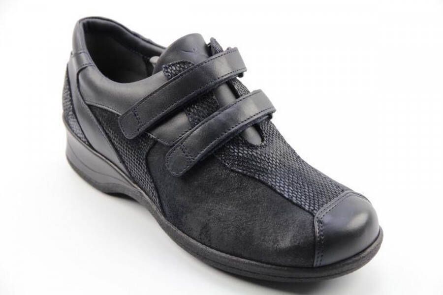 Xsensible Lucia 10027.2.245 blauwe klittenbandschoenen met stretchleer wijdte H