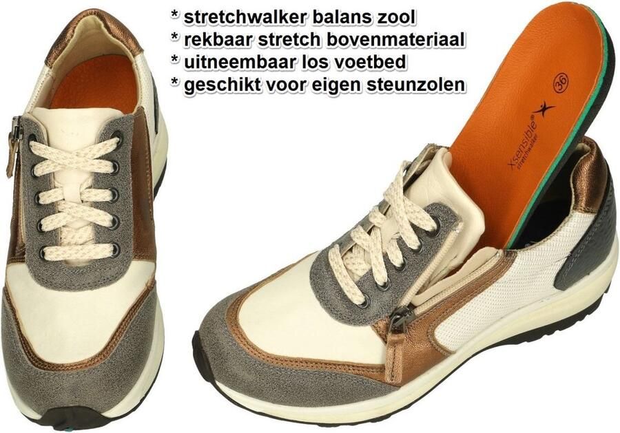Xsensible 30103.3 Wembley Grey Caramel G-Wijdte Veterschoenen - Foto 3