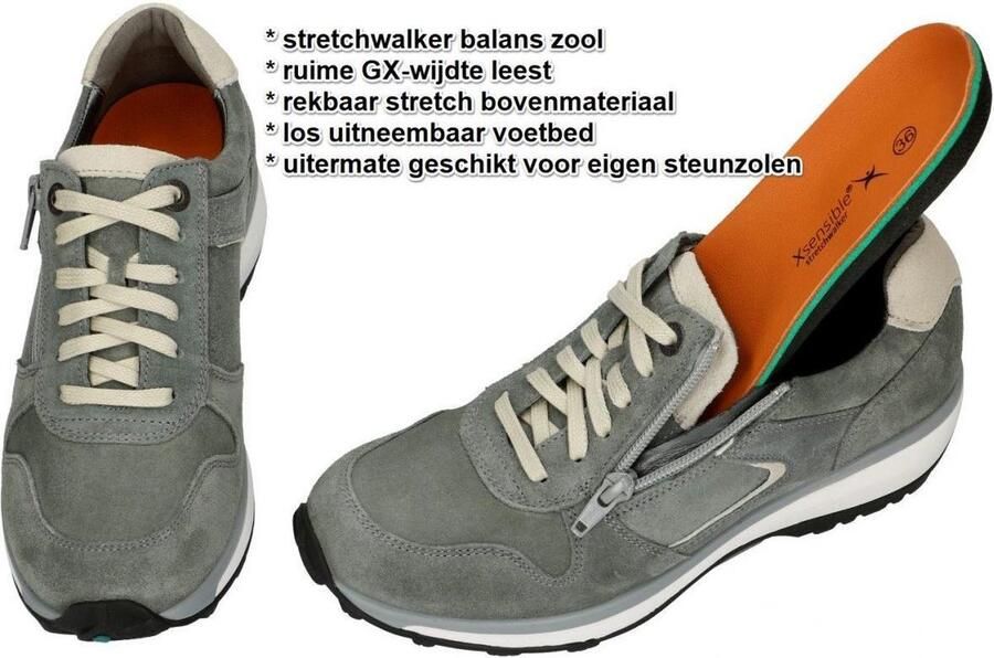 Xsensible Stretchwalker Dames Sneakers in Suede (Groen) - Foto 4