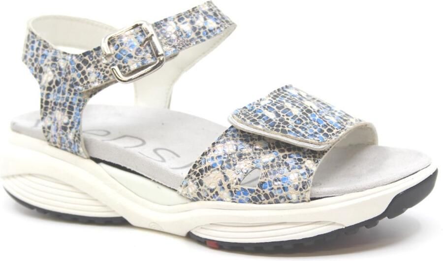 Xsensible blauwe leren dames sandalen Skala Denim Combi