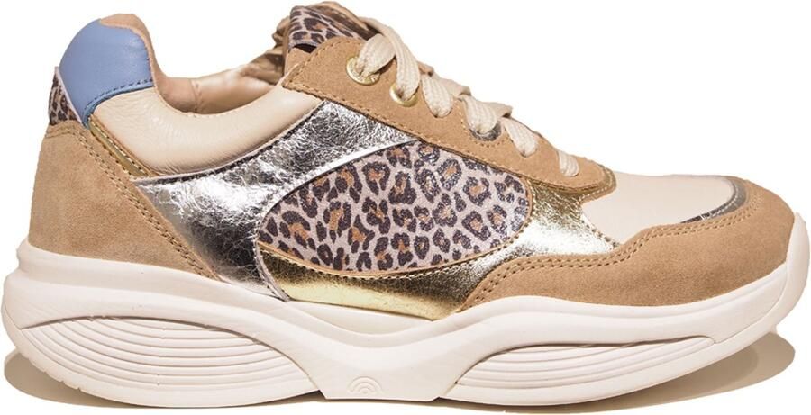 Xsensible taupe dames sneakers met luipaardprint SWX