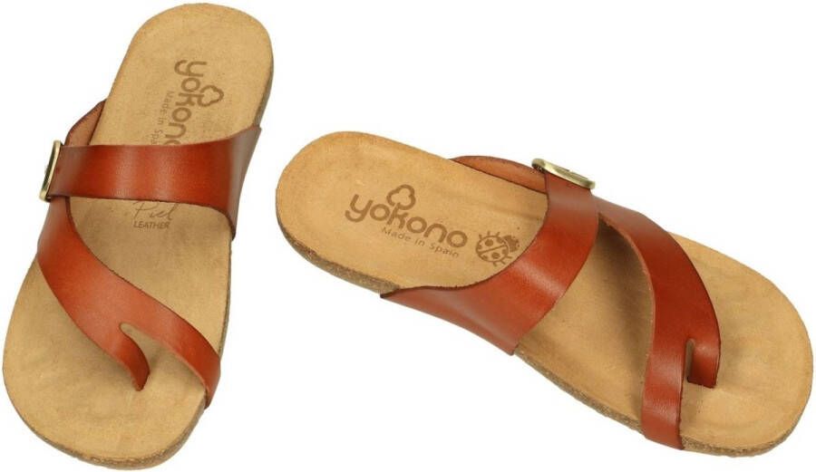 Yokono -Dames cogna caramel slippers & muiltjes