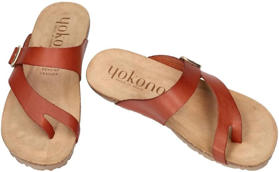 Yokono -Dames cogna caramel slippers & muiltjes