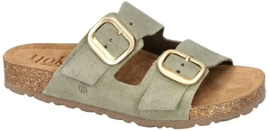 Yokono -Dames groen olijf slippers & muiltjes