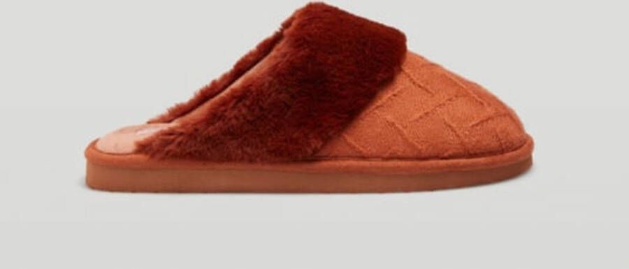 Ysabel Mora Dames sloffen extra warm bruin rood kwaliteit YM