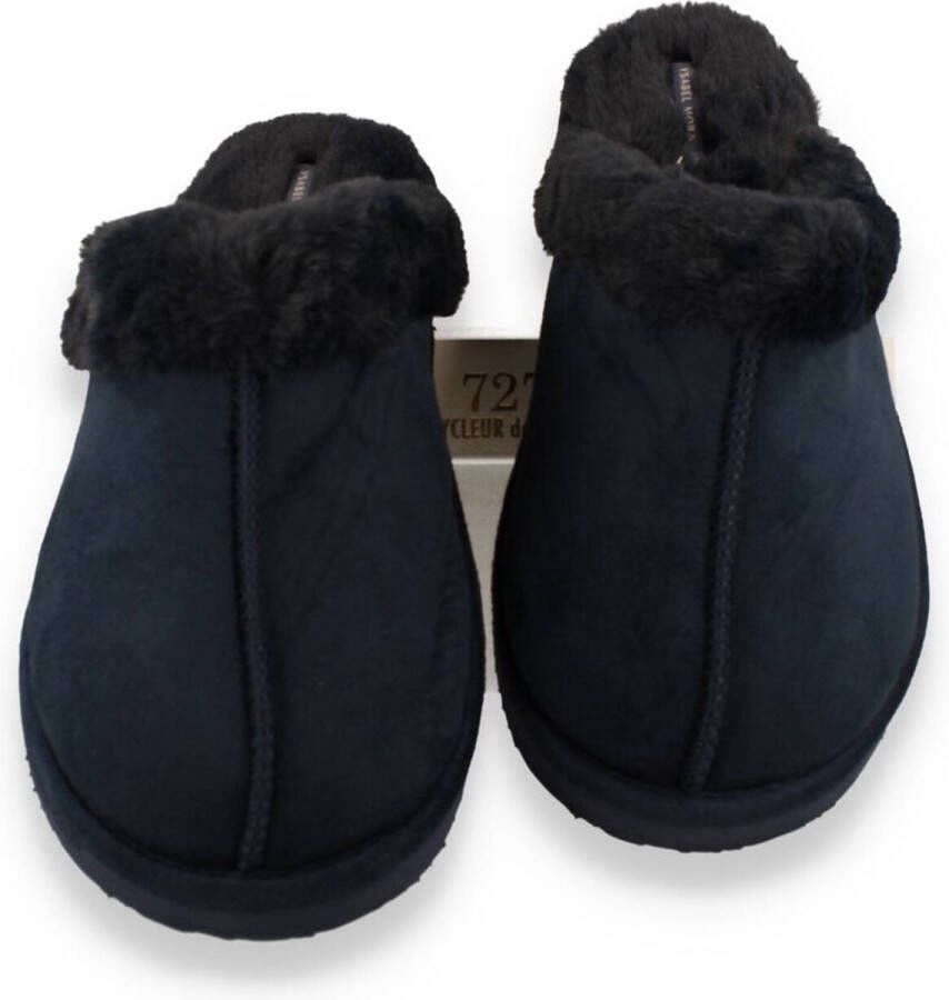 Ysabel Mora Pantoffels heren blauw suede | slippers