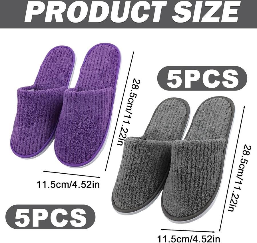 Zachte Coral Fleece Slippers voor Thuis: Wasbare Unisex Slippers in Paars en Grijs Ideaal voor Wellness Reis en Badkamergebruik