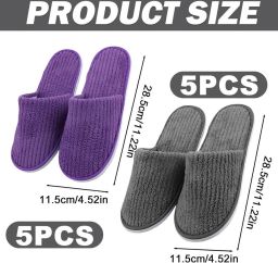 Zachte Coral Fleece Slippers voor Thuis: Wasbare Unisex Slippers in Paars en Grijs Ideaal voor Wellness Reis en Badkamergebruik