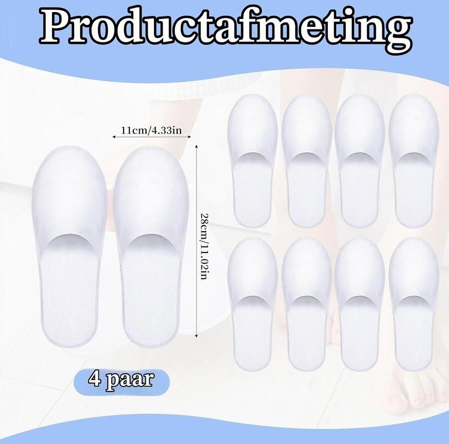 Zachte Koraal Velours Slippers Comfortabele Wegwerpslippers voor Hotel Spa Sauna en Thuisgebruik 4 Paar Witte Slippers met Linnen Zool