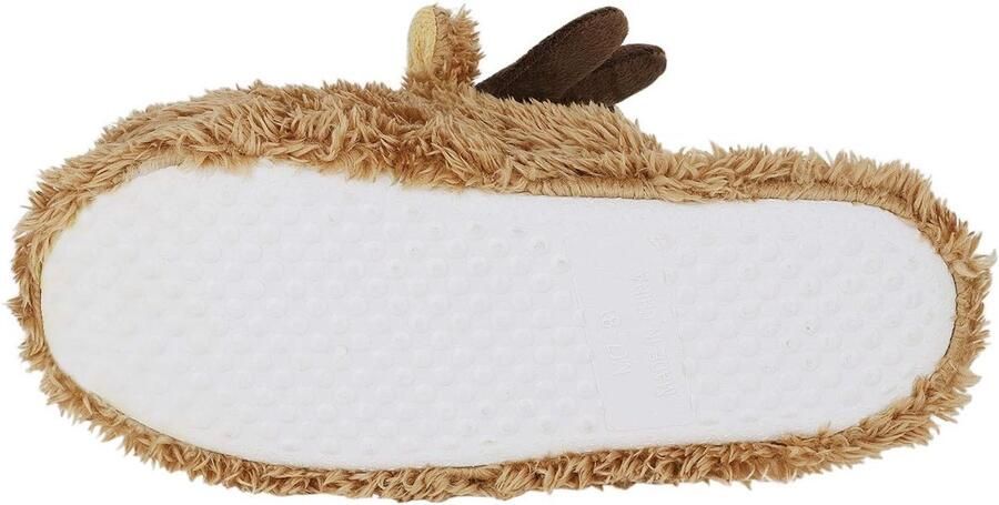 Zachte Pluche Pantoffels Bruin 38 39 EU Met Schattig Rendiergewei Voor Dames