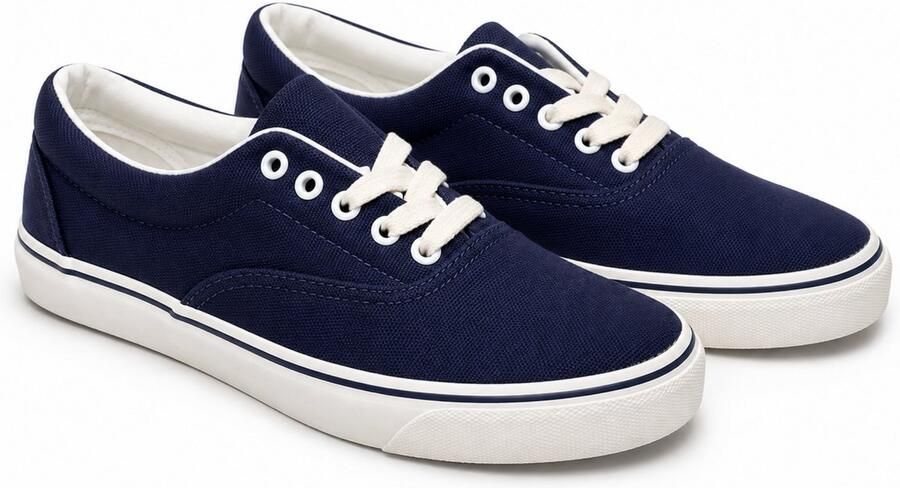 Zandstra Canvas Veterschoenen Navy Comfortabele Casual Sneakers Lichtgewicht Vrijetijdsschoenen