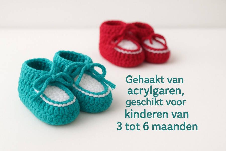 Zargoed Handgehaakte Baby (kinder) slofjes kinderslofjes kindercadeau Kraamcadeau babyslofjes kinderkleding rood groen