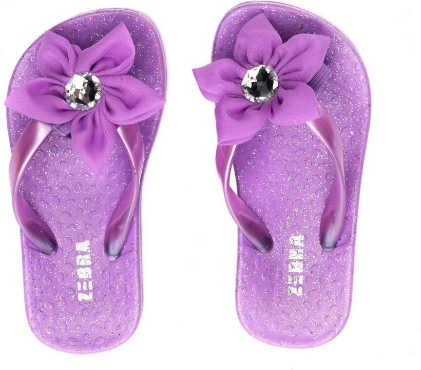 Zebra slipper Girls paars flower