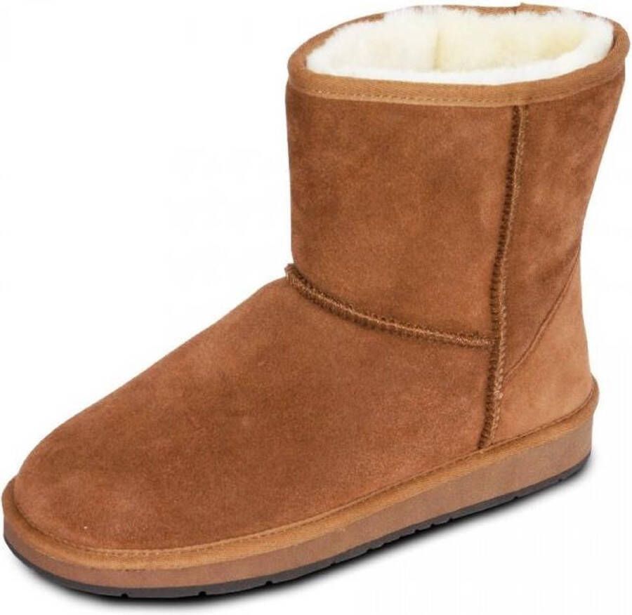 Zenique Lederen suede boots laarzen dames gevoerd met lamswol kleur camel