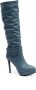 Zerba Dames Enkellaarzen Parel Blauw Leer Apua - Thumbnail 7