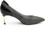 Zerba Dames Pumps Sandalen Zwart Leer Ponsano - Thumbnail 1