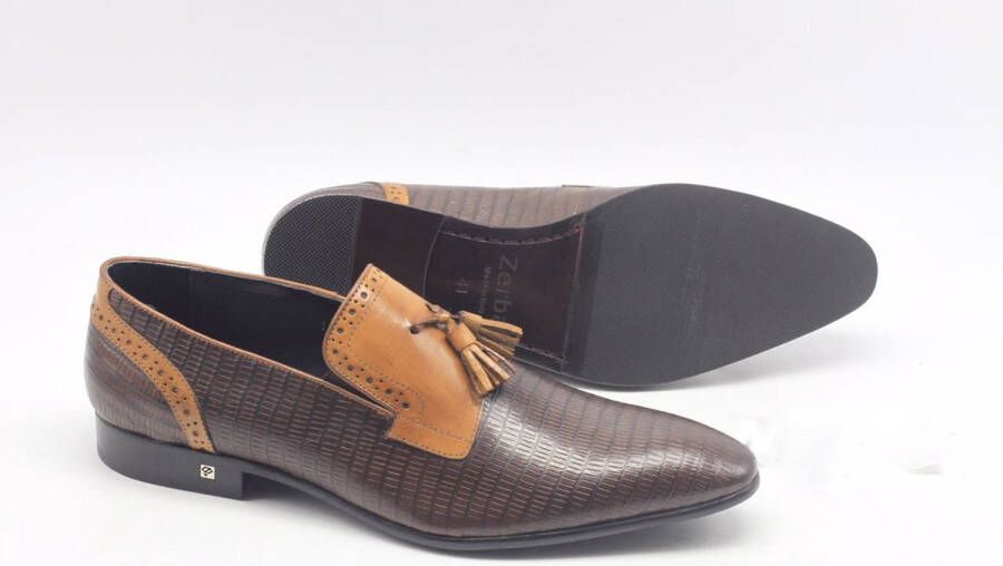 Zerba Heren Instappers Loafers Blauw Leer Nubuck- Montella