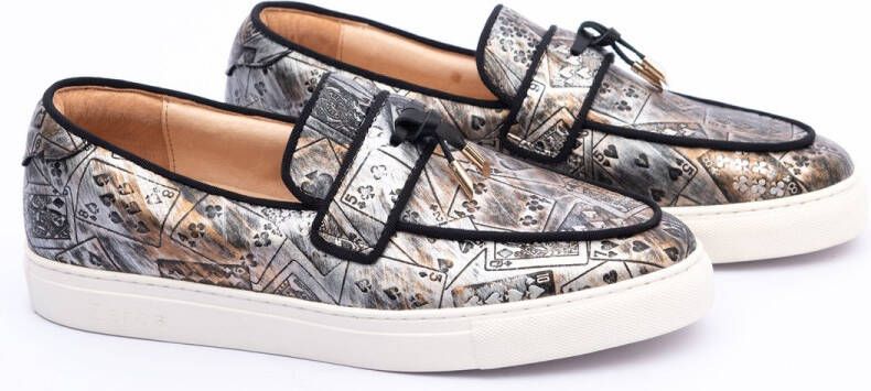 Zerba Heren Sneakers Grijs Zwart Leer Modena
