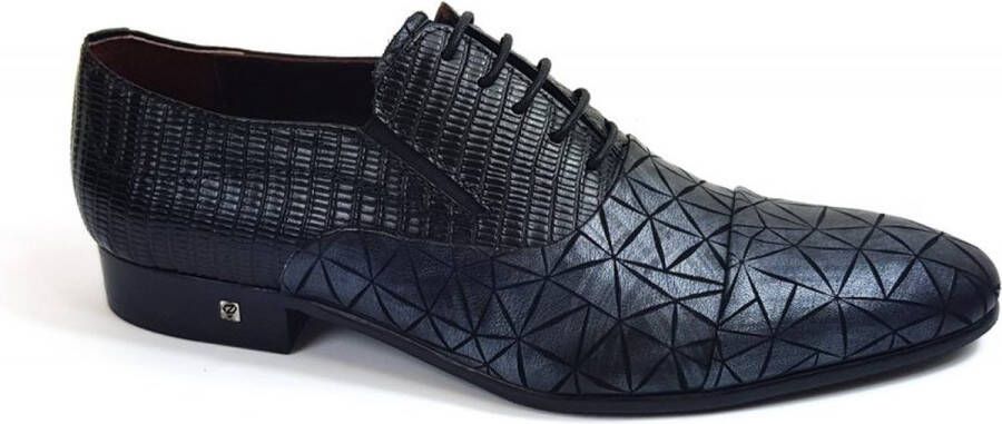 Zerba Heren Veterschoenen Zwart Leer Bergotto