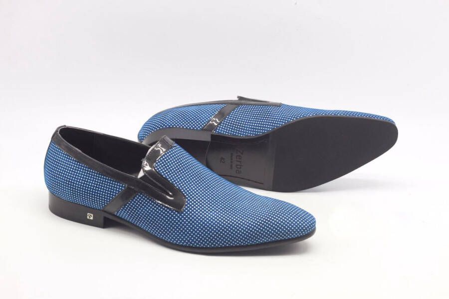 Zerba Heren Instappers Loafers Blauw Leer Nubuck- Montella