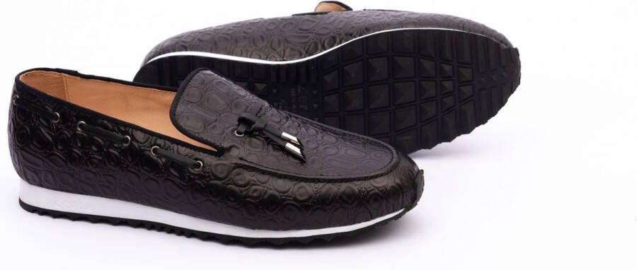 Zerba Heren Sneakers Zwart Leer Acquila