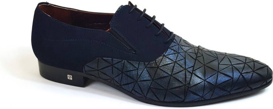 Zerba Heren Veterschoenen Blauw Leer Bergotto Blu