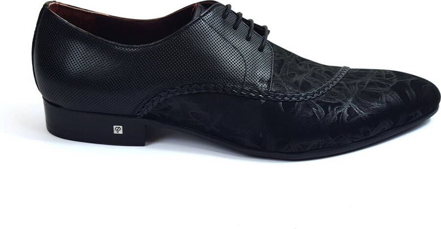 Zerba Heren Sneakers Veterschoenen Blauw Zwart Leer Sarzana - Foto 2