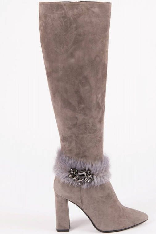 Zerba Dames Laarzen Grijs Leer Nubuck- Arcetri
