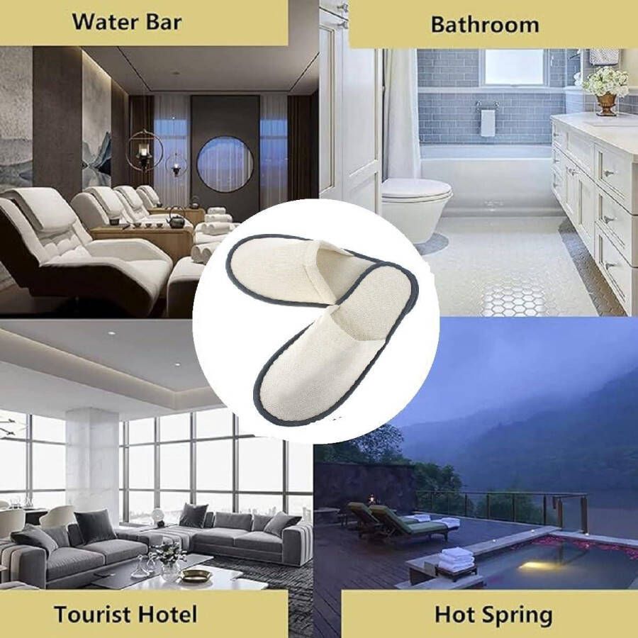 Zeynomax Antislip wegwerp-pantoffels spa-gasten open pantoffels 4 paar uniseks 41 EU comfortabele gastenschoenen voor hotel spa's