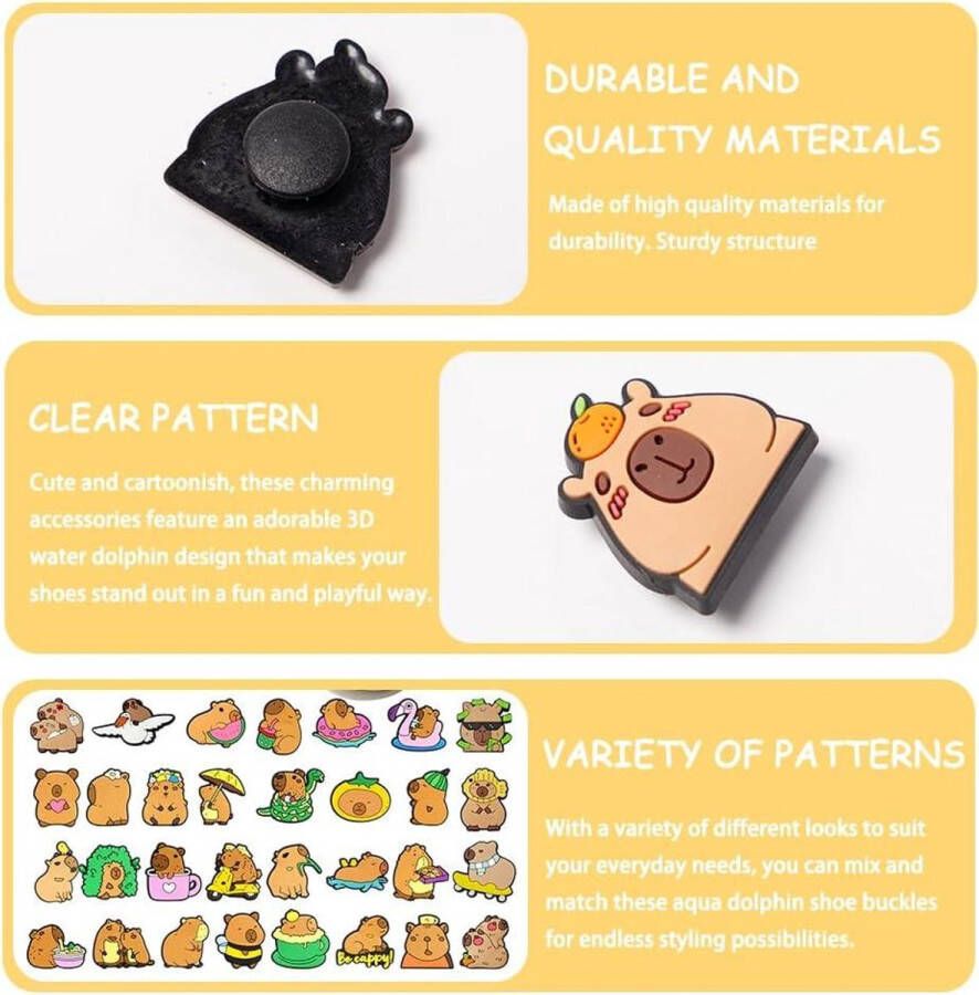Zeynomax Capybara Schoenbedels Set van 41 Stuks Decoratieve Accessoires voor Tieners en Vrouwen Kawaii Cartoon Charms voor Crocs & Klompen