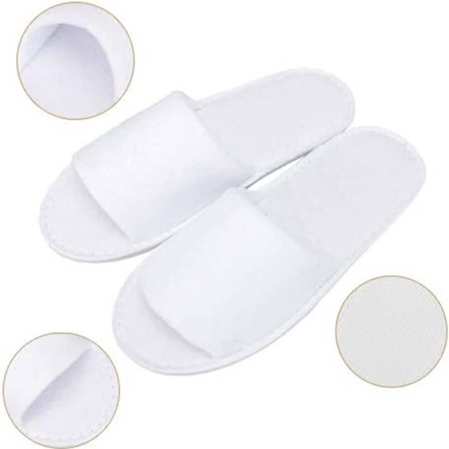 Zeynomax Pantoffels voor gasten en hotel Set van 4 paar badslippers voor spa thuisgebruik en op reis Unisex Wit Maat XX-Large