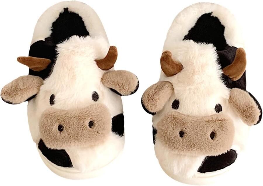 Winter Warm Cow Plush Slippers Vrouwelijke Huisschoenen Fluffy en Non-Slip Comfortabele Slippers