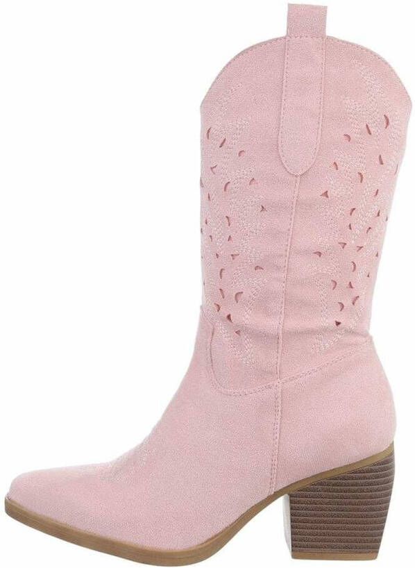 ZoeZo Design cowboylaarzen nieuwe collectie voorjaar zomer halflange laarzen western laarzen kuitlaarzen suedine met rits hakhoogte roze
