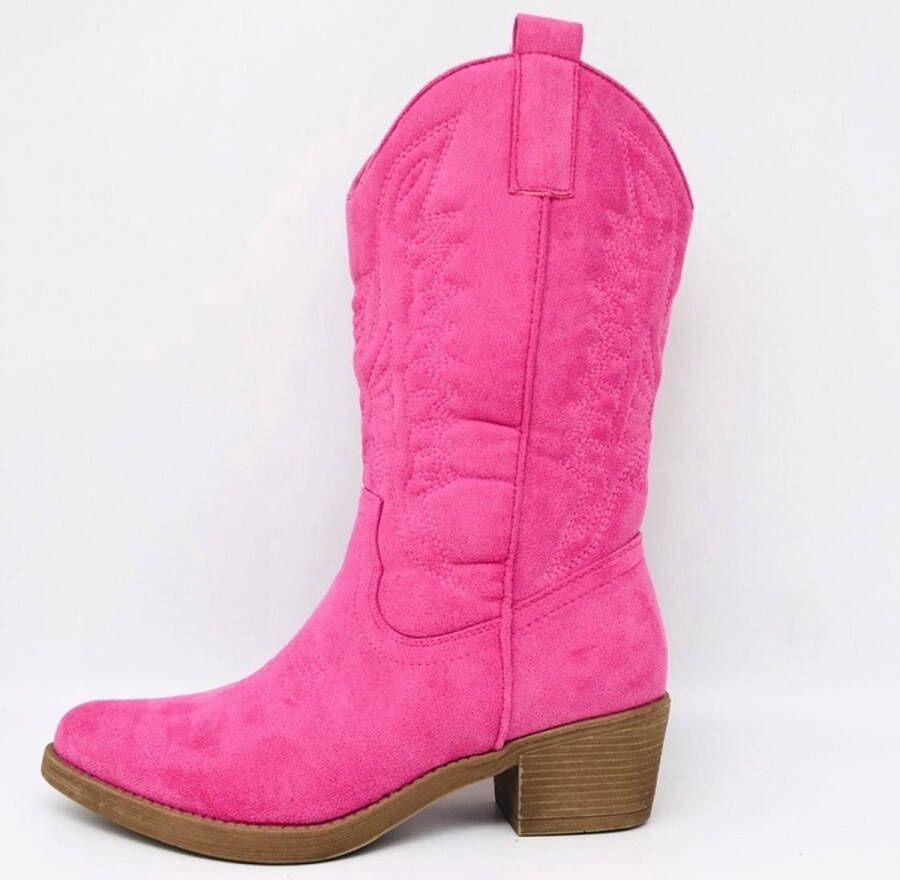 ZoeZo Design cowboylaarzen nieuwe collectie voorjaar zomer halflange laarzen western laarzen kuitlaarzen suedine met rits hakhoogte roze fuchsia