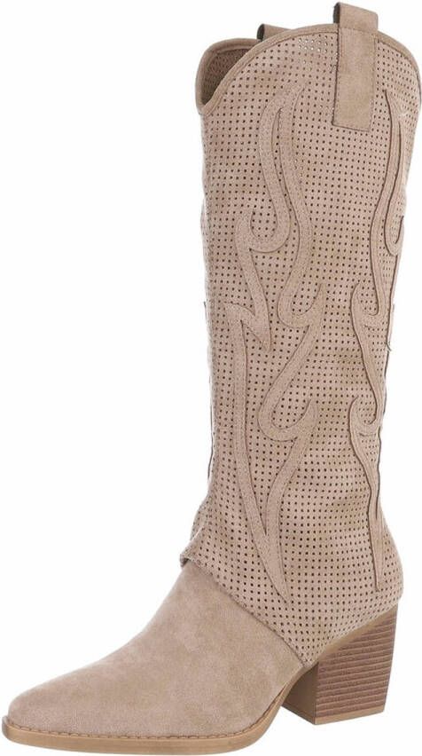 ZoeZo Design cowboylaarzen nieuwe collectie voorjaar zomer lange laarzen western laarzen suedine met rits hakhoogte khaki