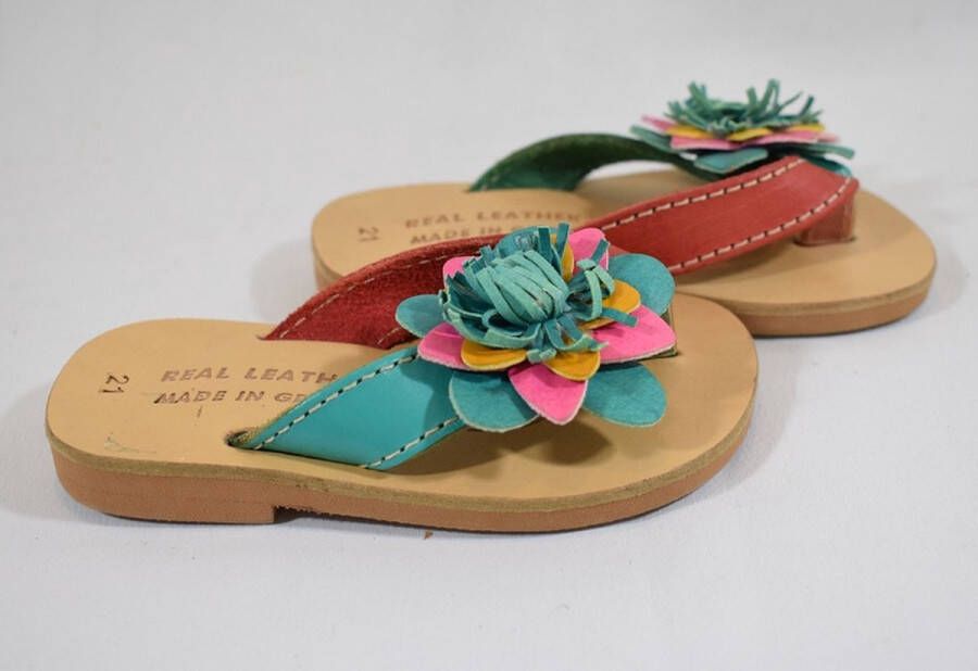 ZoeZo Design echt leren lederen teenslippers -peuter slippers strandslippers boho Ibiza lengte zool