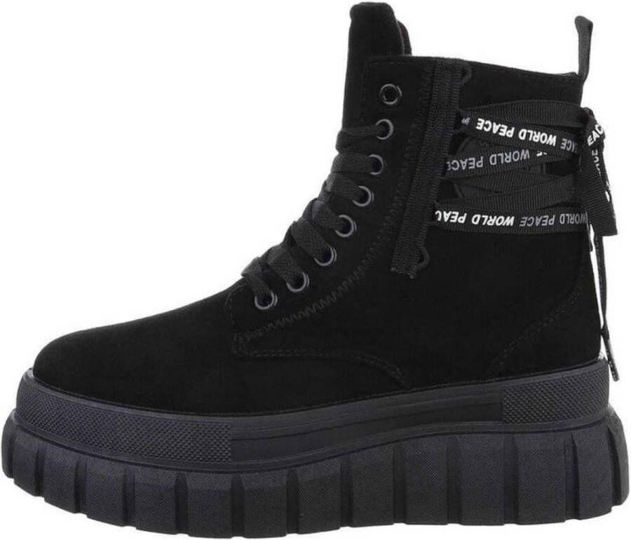ZoeZo Design enkellaarzen laarzen bikerlaarzen booties herfst winter 2024 2025 zwart suedine World Peace