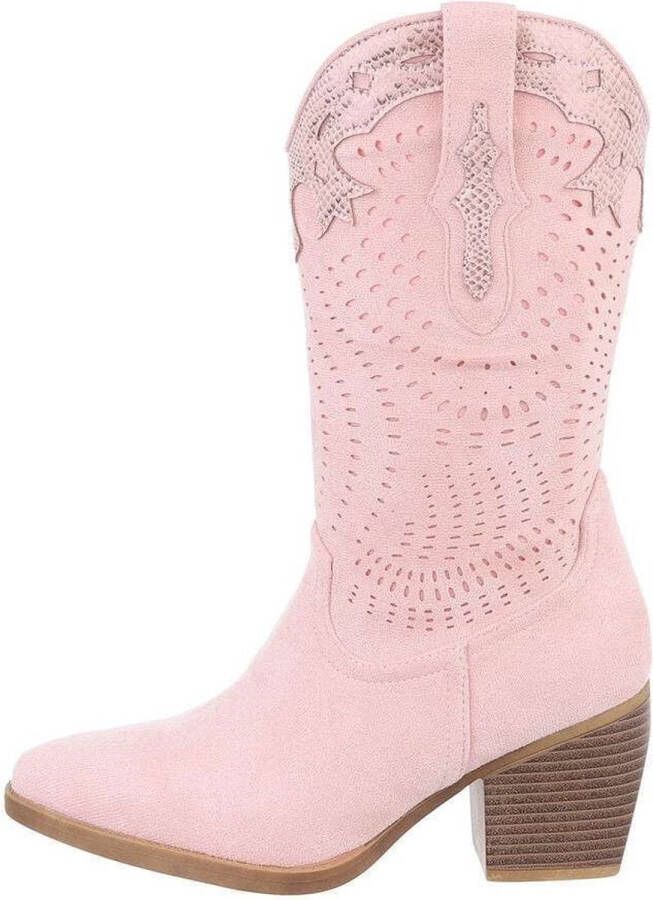 ZoeZo Design laarzen kuitlaarzen western laarzen cowboylaarzen suedine kunstleder roze