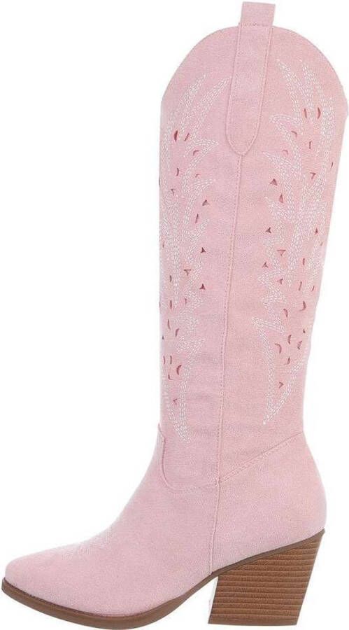 ZoeZo Design laarzen lange laarzen western laarzen cowboylaarzen suedine roze