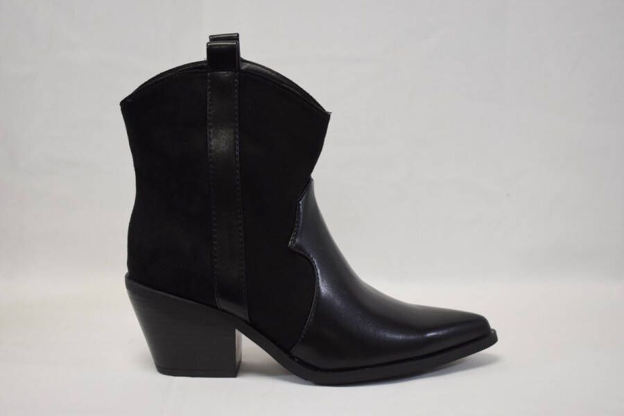 ZoeZo Design laarzen western laarzen cowboy laarzen enkel laarzen zwart PU leer suedine elastische zijkanten