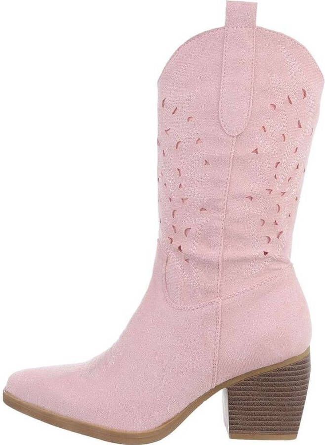 ZoeZo Design laarzen western laarzen cowboy laarzen suedine roze zacht roze half hoog met rits kuitlaarzen