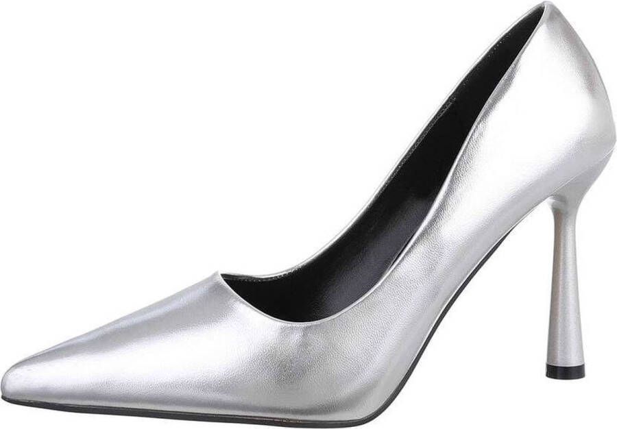 ZoeZo Design pumps naaldhak hoge schoenen nieuwe collectie imitatieleer hakhoogte kert collectie zilver
