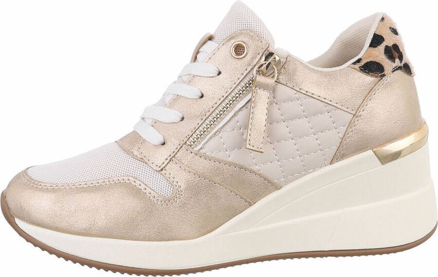 ZoeZo Design sneakers nieuwe collectie voorjaar 2025 goud beige wit glinster stof kunstleder uitneembare zool