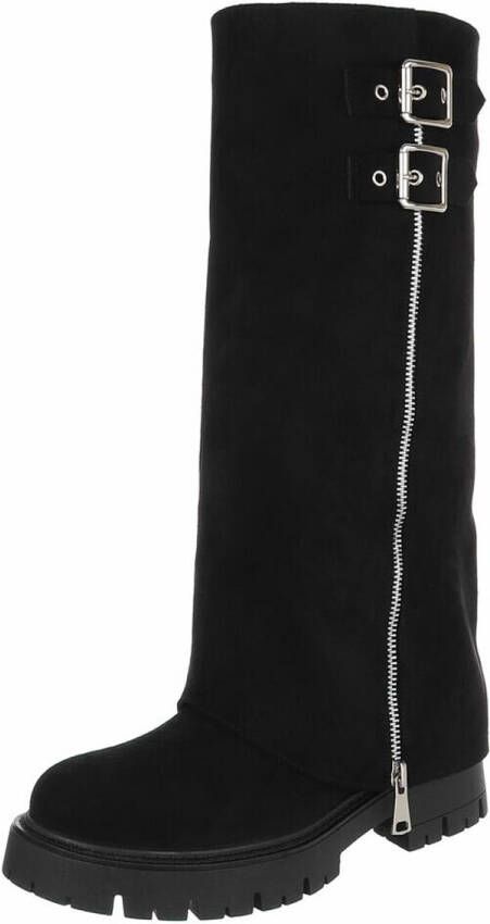 ZoeZo Design stoere cowboy kaplaarzen dessert zwart suedine hakhoogte