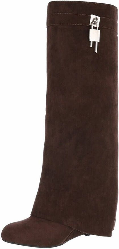 ZoeZo Design stoere elegante cowboy kaplaarzen sleehak dessert donker bruin suedine hakhoogte