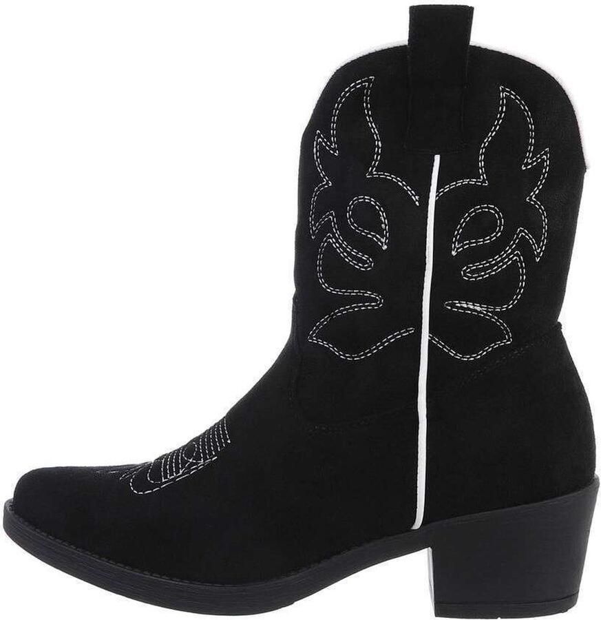 ZoeZo Design cowboylaarzen nieuwe collectie herfst winter 2024 2025 enkel laarzen western laarzen suedene zwart wit stiksel hakhoogte suedine