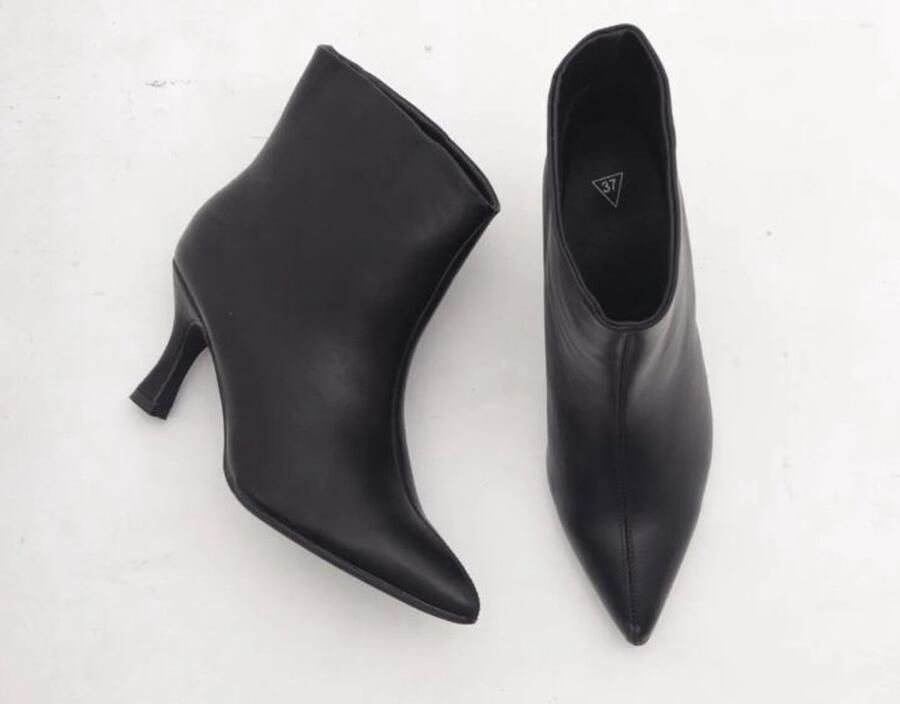 ZoeZo Design laarzen enkellaarzen korte laarsjes voorjaar zomer kittenheels kleine naaldhak zwart (verkrijgbaar in 3 kleuren) hakhoogte imitatieleer