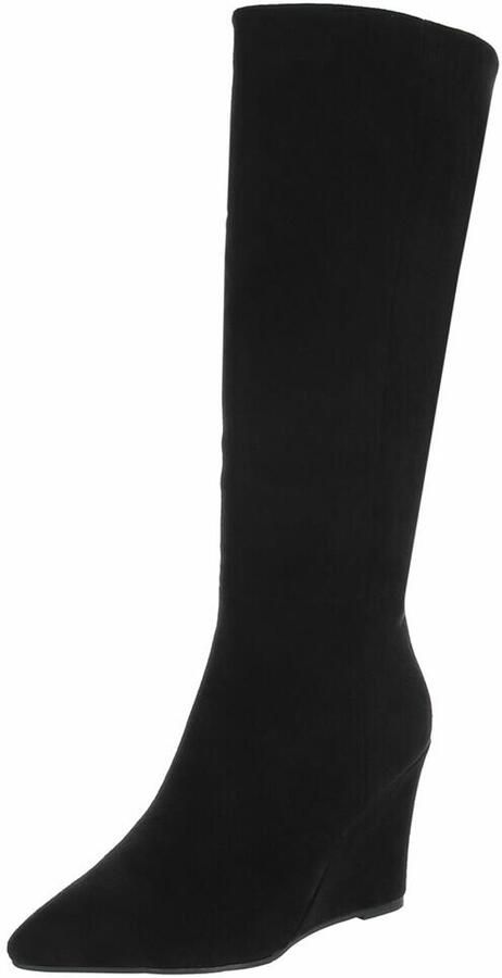 ZoeZo Design laarzen lange laarzen zwart sleehak suedine met rits hakhoogte