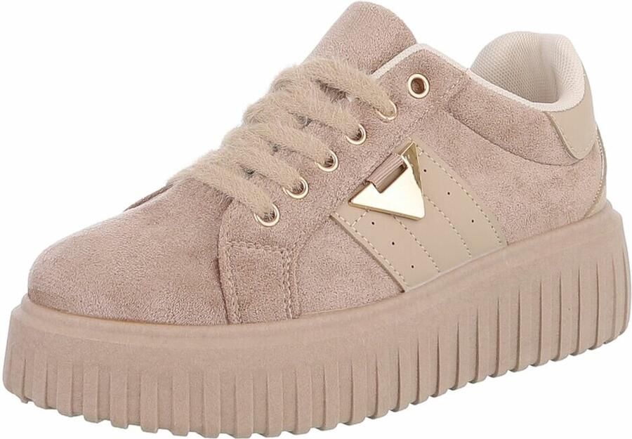 ZoeZo Design sneakers khaki suedine met veters zoolhoogte 4 nieuwe collectie